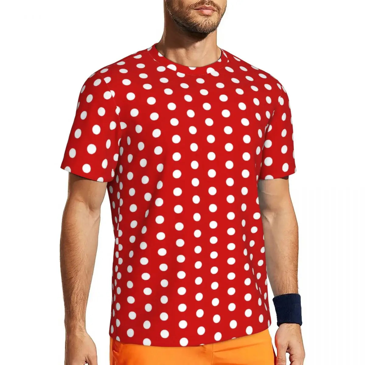 Fashion Polka Dots T-Shirt Men Gym T-Shirt Tops