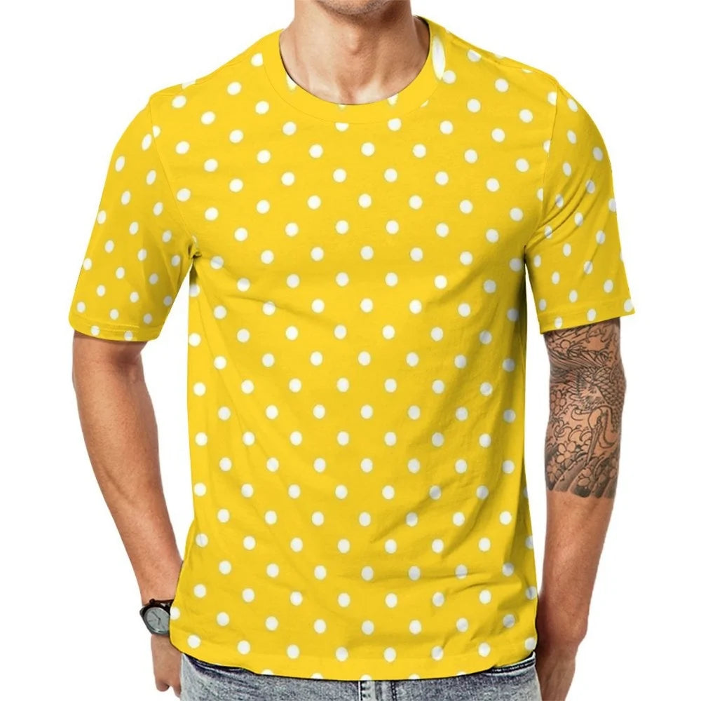 Fashion Polka Dots T-Shirt Men High Quality Short Sleeves