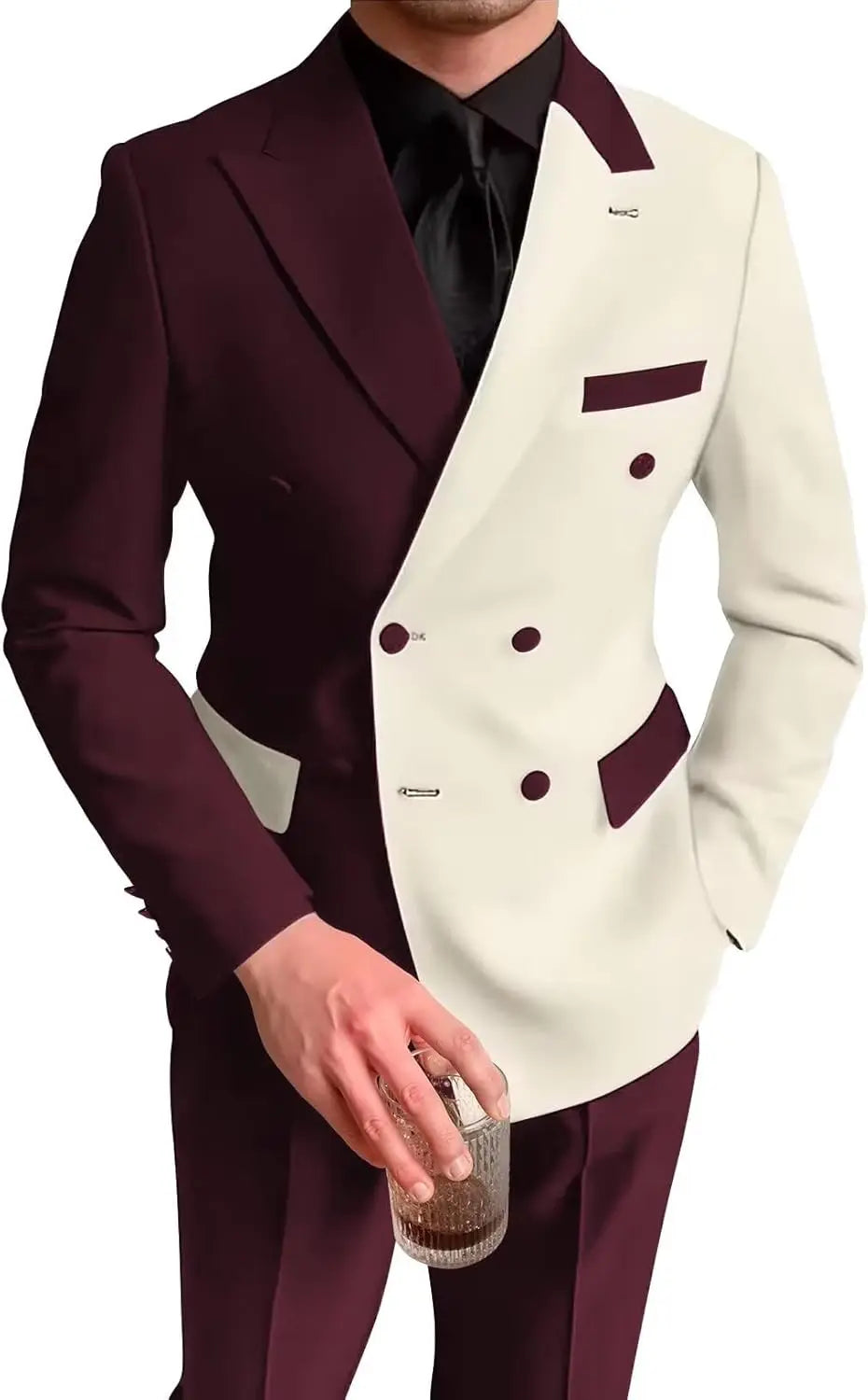 Men's Double Breasted Suit Slim Fit Wedding Homecoming Blazer Pants Outfit