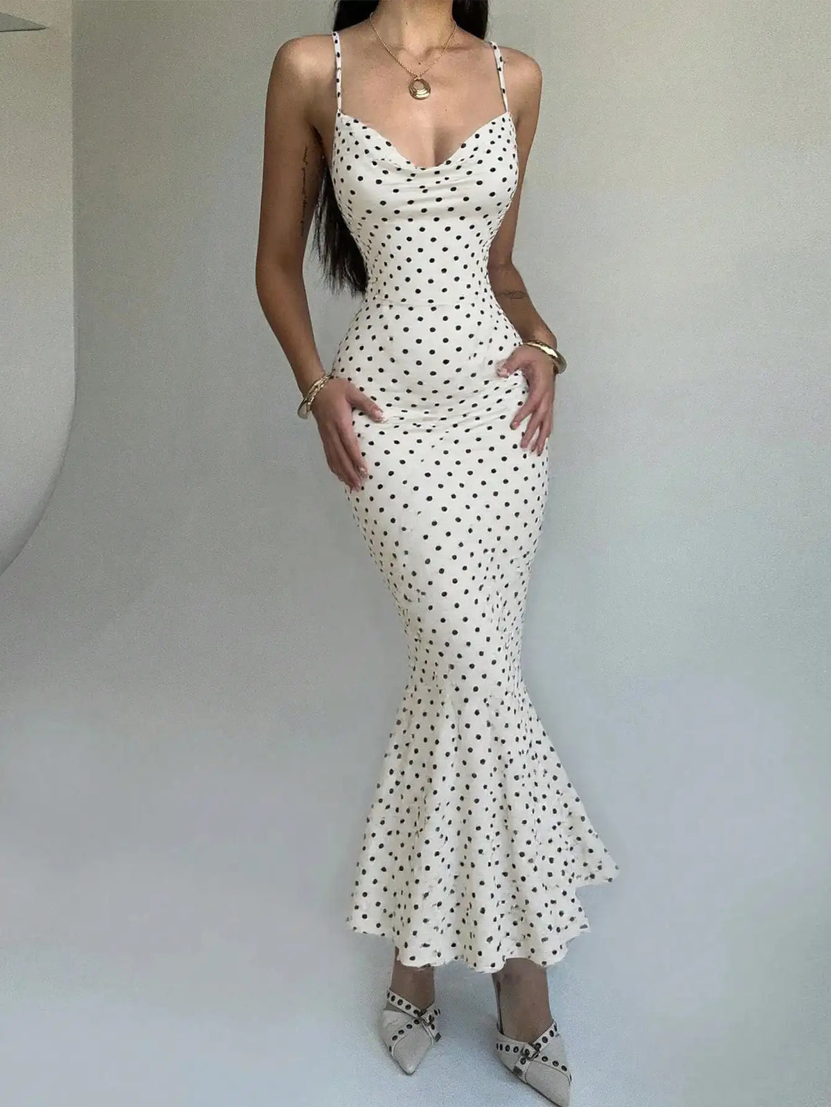 Spring Clothes, Sexy Valentine's Day Women Dress, Polka Dots Mermaid Dress