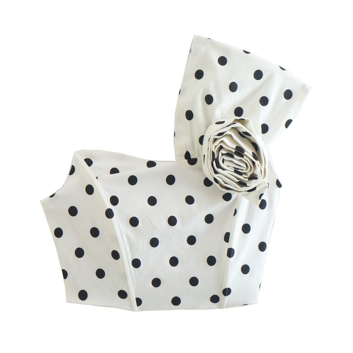 Women's Flower Design Polka Dot Pullover Top