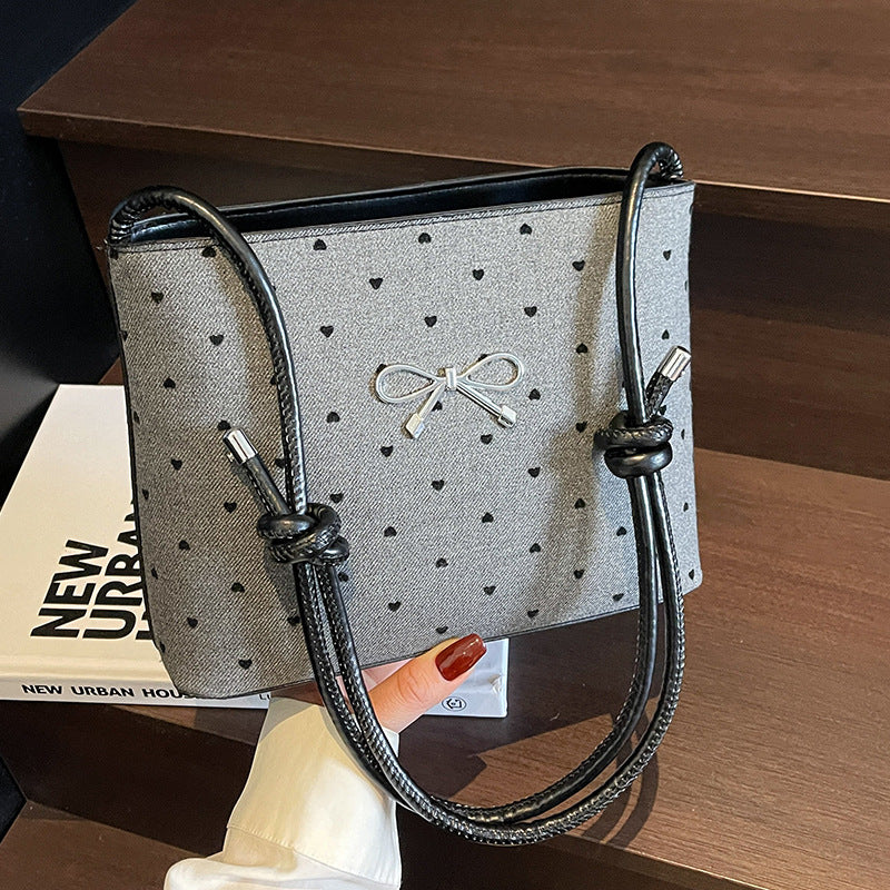 Canvas Polka Dot Fashion Shoulder Bow Crossbody Bag