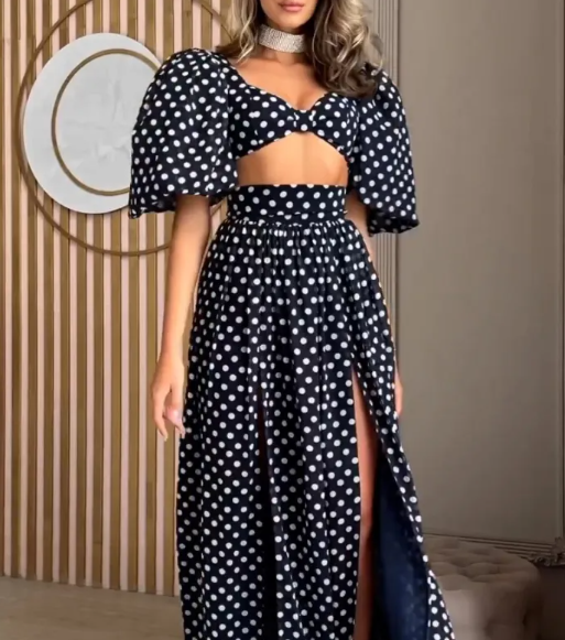 Polka Dot Puff Sleeve Dress