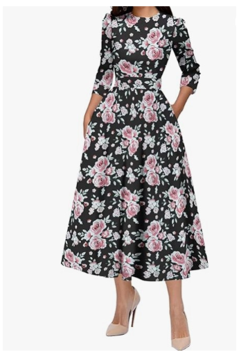 Polka Dot Long Sleeve Casual Mid-Length Dress