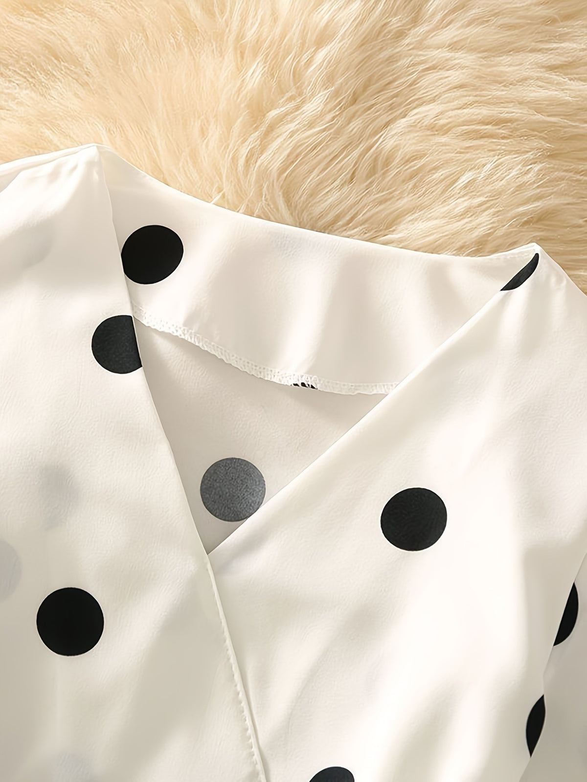 Womens Chiffon Blouse With Floral And Polka-Dot Patterns