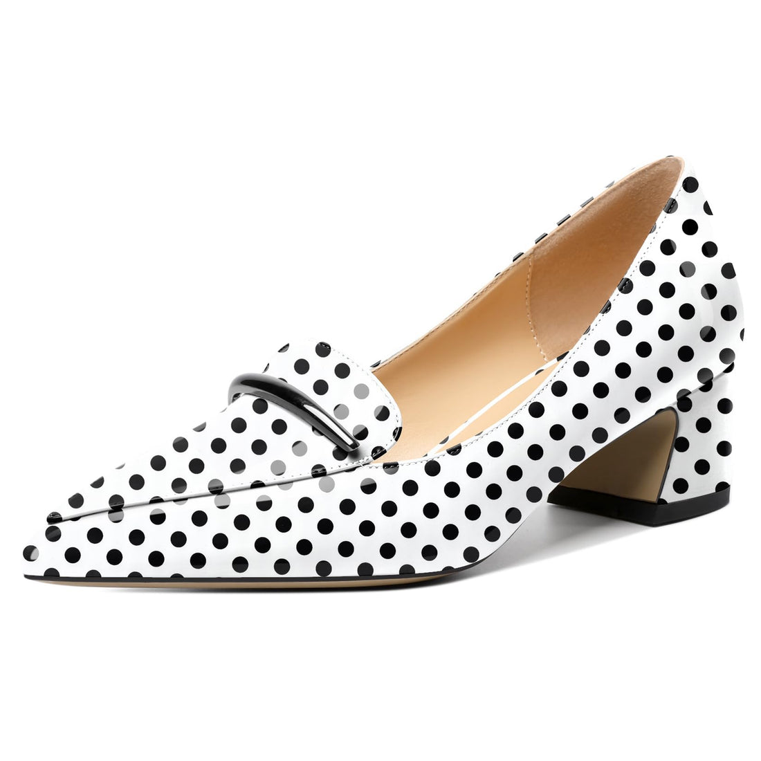 Soireelady Womens Block Heel Pumps Chunky Heel Low Heel Loafers Pointed