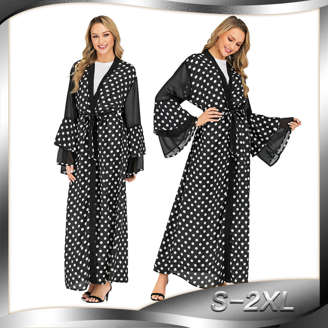 Fashion Polka Dot Pattern Cardigan Robe