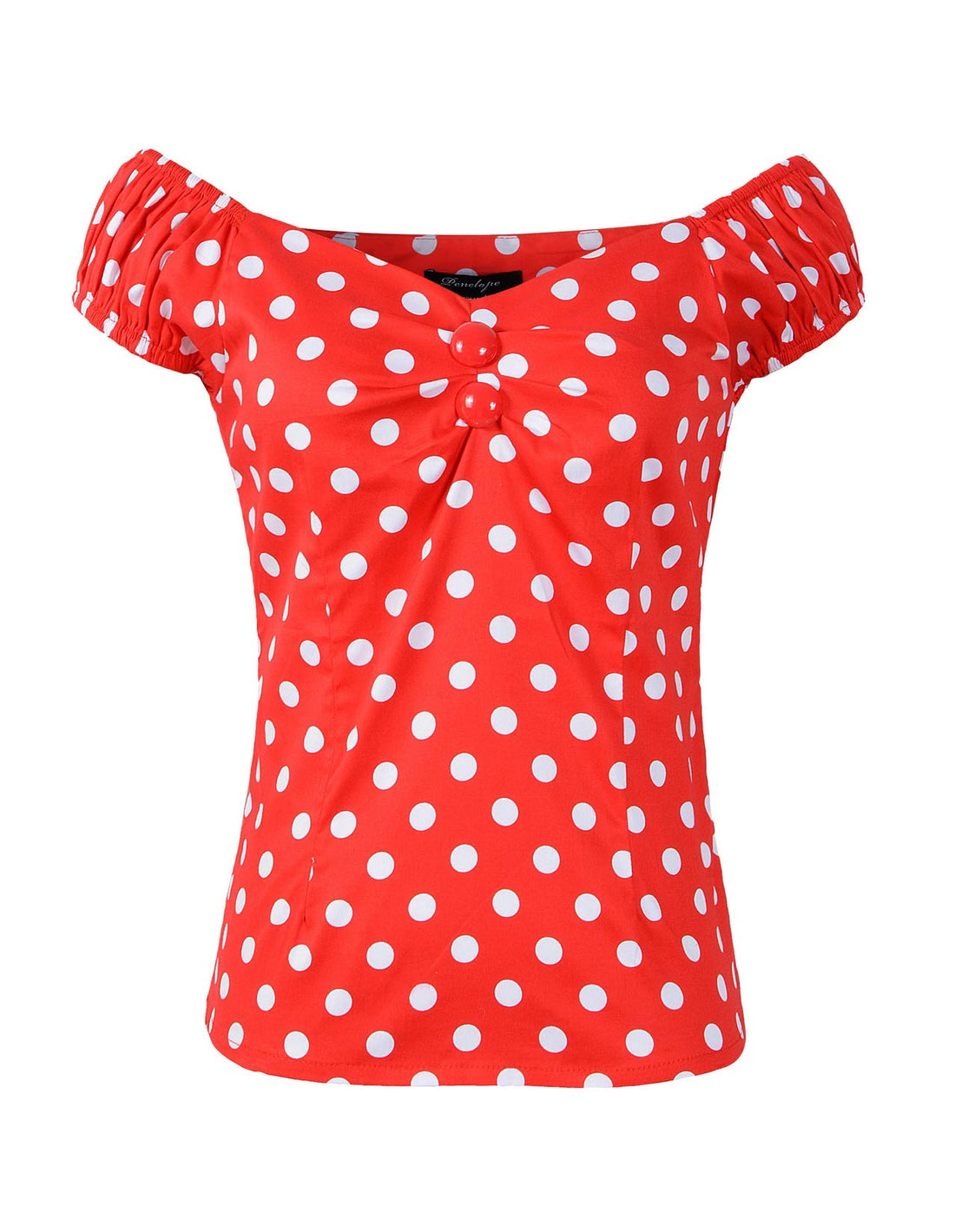 1950s Vintage Retro Dolores Top Rockabilly Pinup (US6 Red/White Polka Dot)